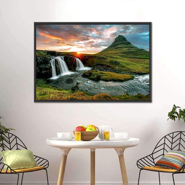 Kirkjufell Fall Iceland Canvas Wall Art-3 Horizontal-Gallery Wrap-25" x 16"-Tiaracle