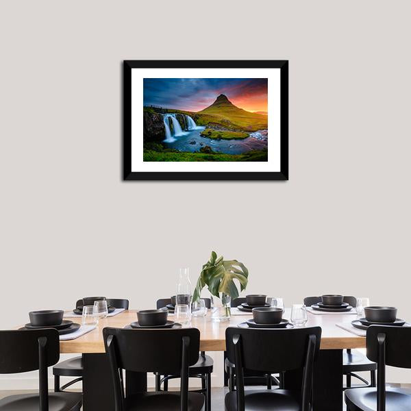Kirkjufell Mountain Iceland Canvas Wall Art-1 Piece-Framed Print-20" x 16"-Tiaracle