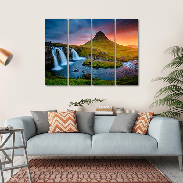 Kirkjufell Mountain Iceland Canvas Wall Art-4 Horizontal-Gallery Wrap-34" x 24"-Tiaracle