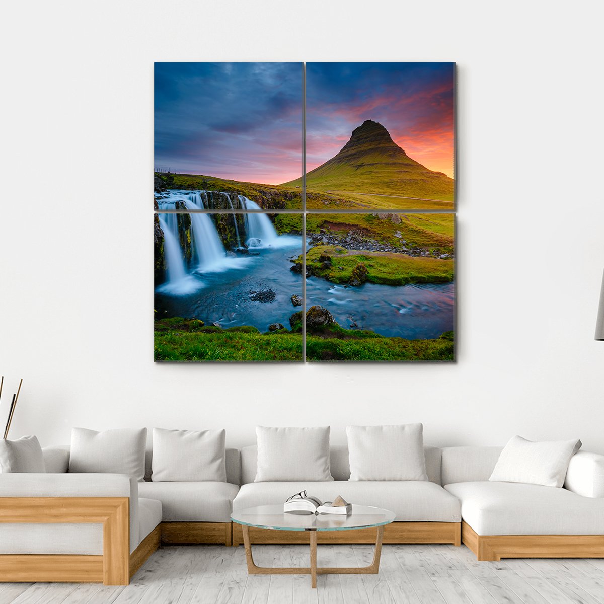 Kirkjufell Mountain Iceland Canvas Wall Art-4 Square-Gallery Wrap-17" x 17"-Tiaracle