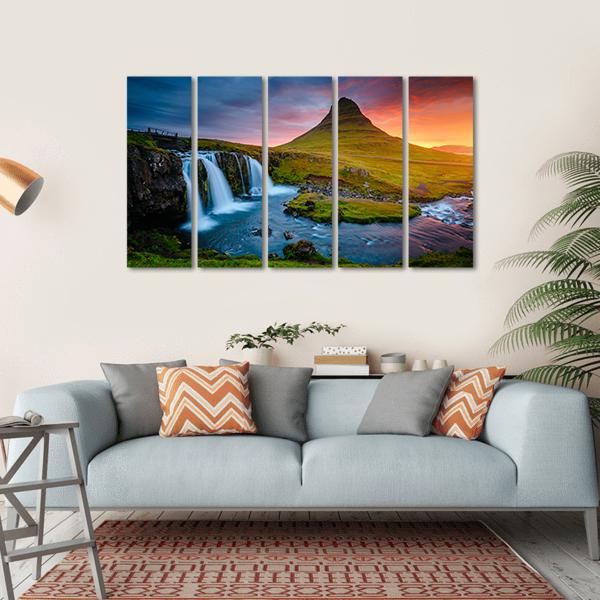 Kirkjufell Mountain Iceland Canvas Wall Art-5 Horizontal-Gallery Wrap-22" x 12"-Tiaracle
