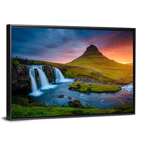 Kirkjufell Mountain Iceland Canvas Wall Art-5 Horizontal-Gallery Wrap-22" x 12"-Tiaracle