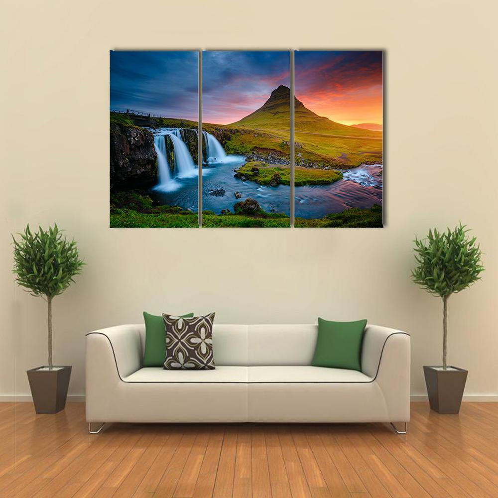 Kirkjufell Mountain Iceland Canvas Wall Art-3 Horizontal-Gallery Wrap-37" x 24"-Tiaracle