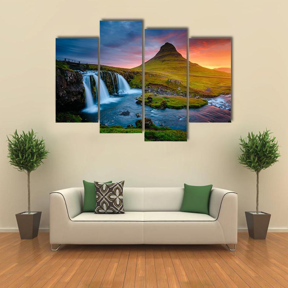 Kirkjufell Mountain Iceland Canvas Wall Art-4 Pop-Gallery Wrap-50" x 32"-Tiaracle