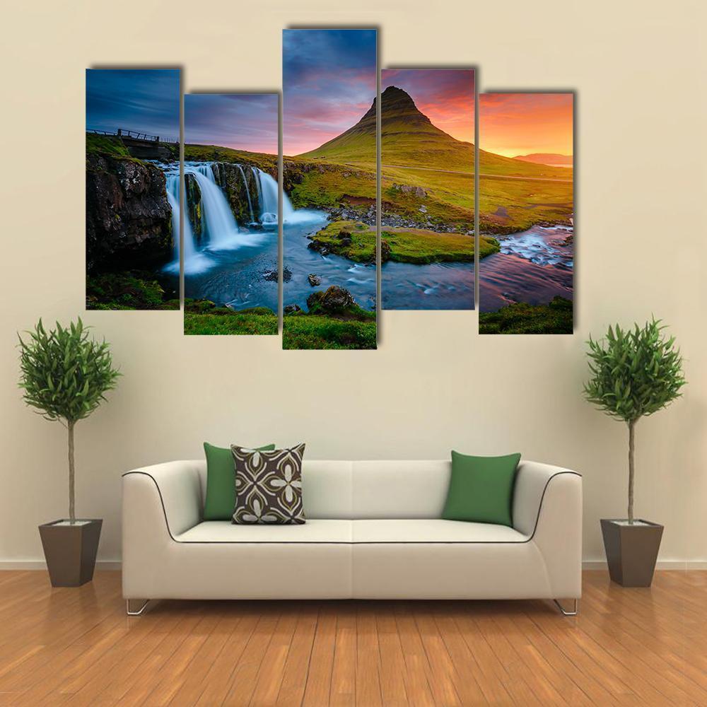Kirkjufell Mountain Iceland Canvas Wall Art-5 Pop-Gallery Wrap-47" x 32"-Tiaracle