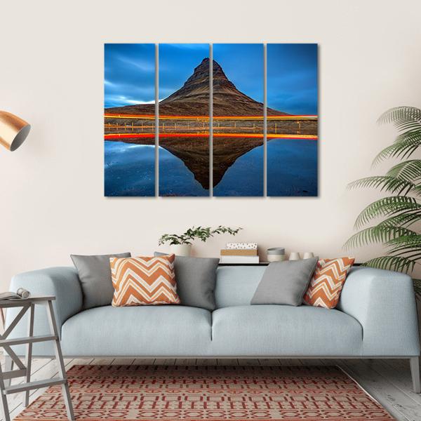 Kirkjufell Mountains Iceland Canvas Wall Art-4 Horizontal-Gallery Wrap-34" x 24"-Tiaracle