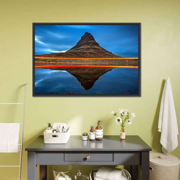 Kirkjufell Mountains Iceland Canvas Wall Art-1 Piece-Floating Frame-24" x 16"-Tiaracle