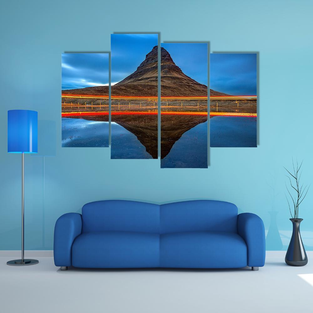 Kirkjufell Mountains Iceland Canvas Wall Art-4 Pop-Gallery Wrap-50" x 32"-Tiaracle