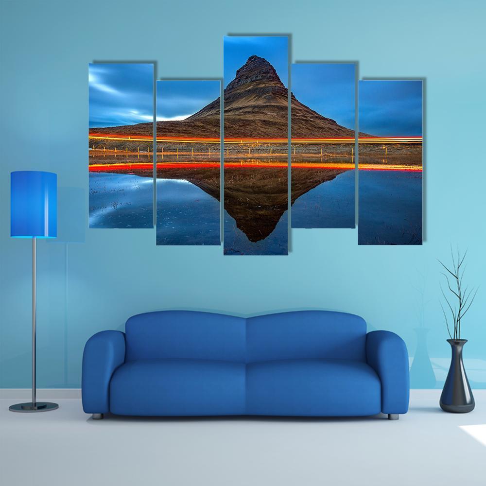 Kirkjufell Mountains Iceland Canvas Wall Art-5 Pop-Gallery Wrap-47" x 32"-Tiaracle