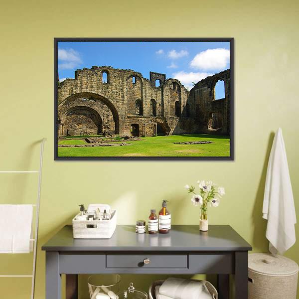 Kirkstall Abbey Canvas Wall Art-1 Piece-Floating Frame-24" x 16"-Tiaracle