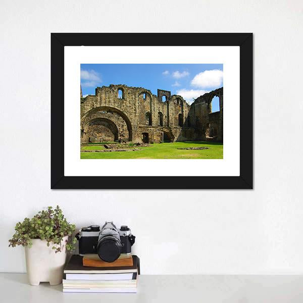 Kirkstall Abbey Canvas Wall Art-1 Piece-Framed Print-20" x 16"-Tiaracle