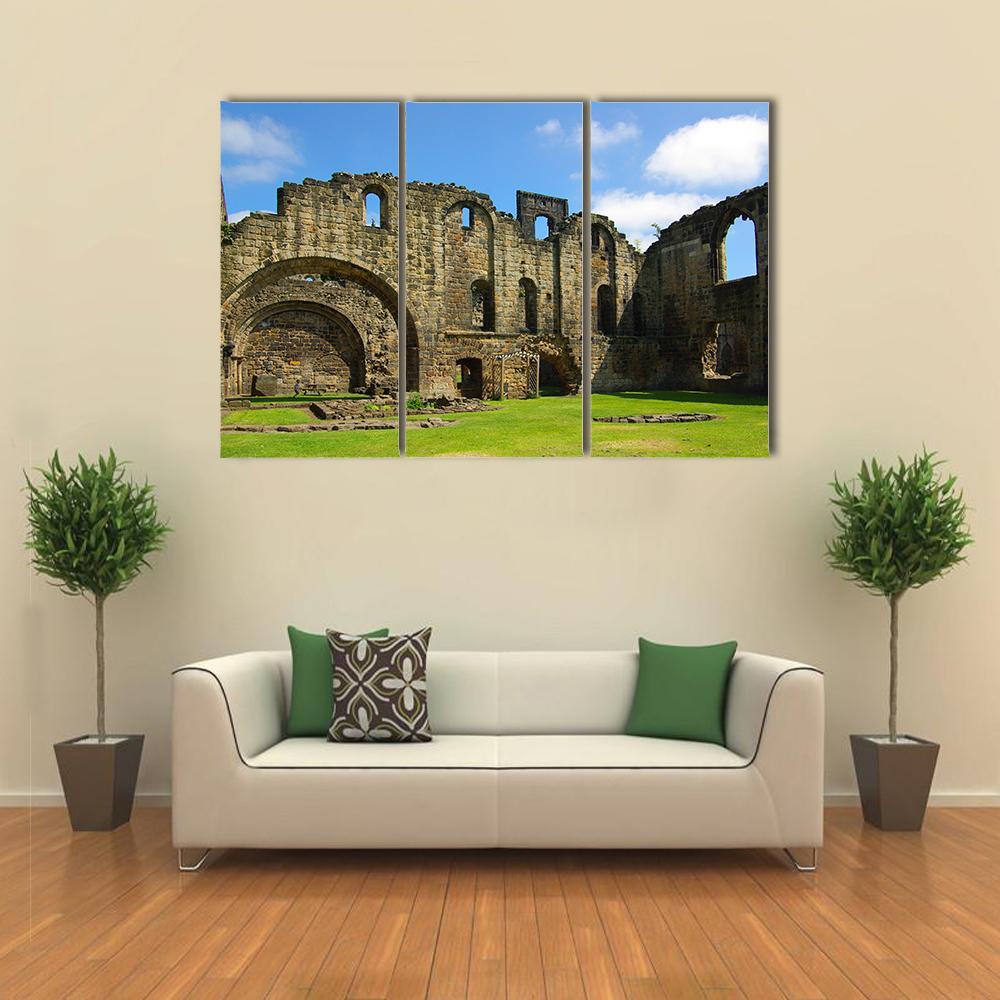 Kirkstall Abbey Canvas Wall Art-3 Horizontal-Gallery Wrap-37" x 24"-Tiaracle