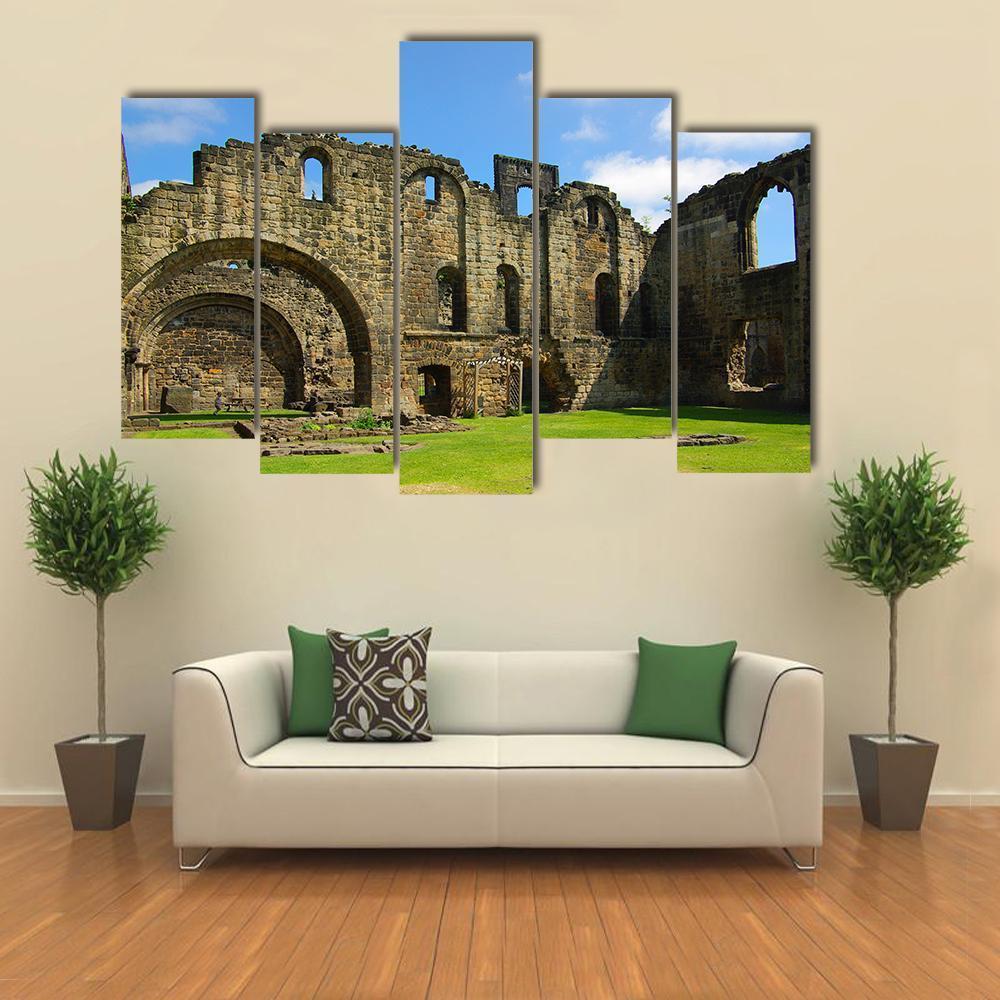 Kirkstall Abbey Canvas Wall Art-5 Pop-Gallery Wrap-47" x 32"-Tiaracle