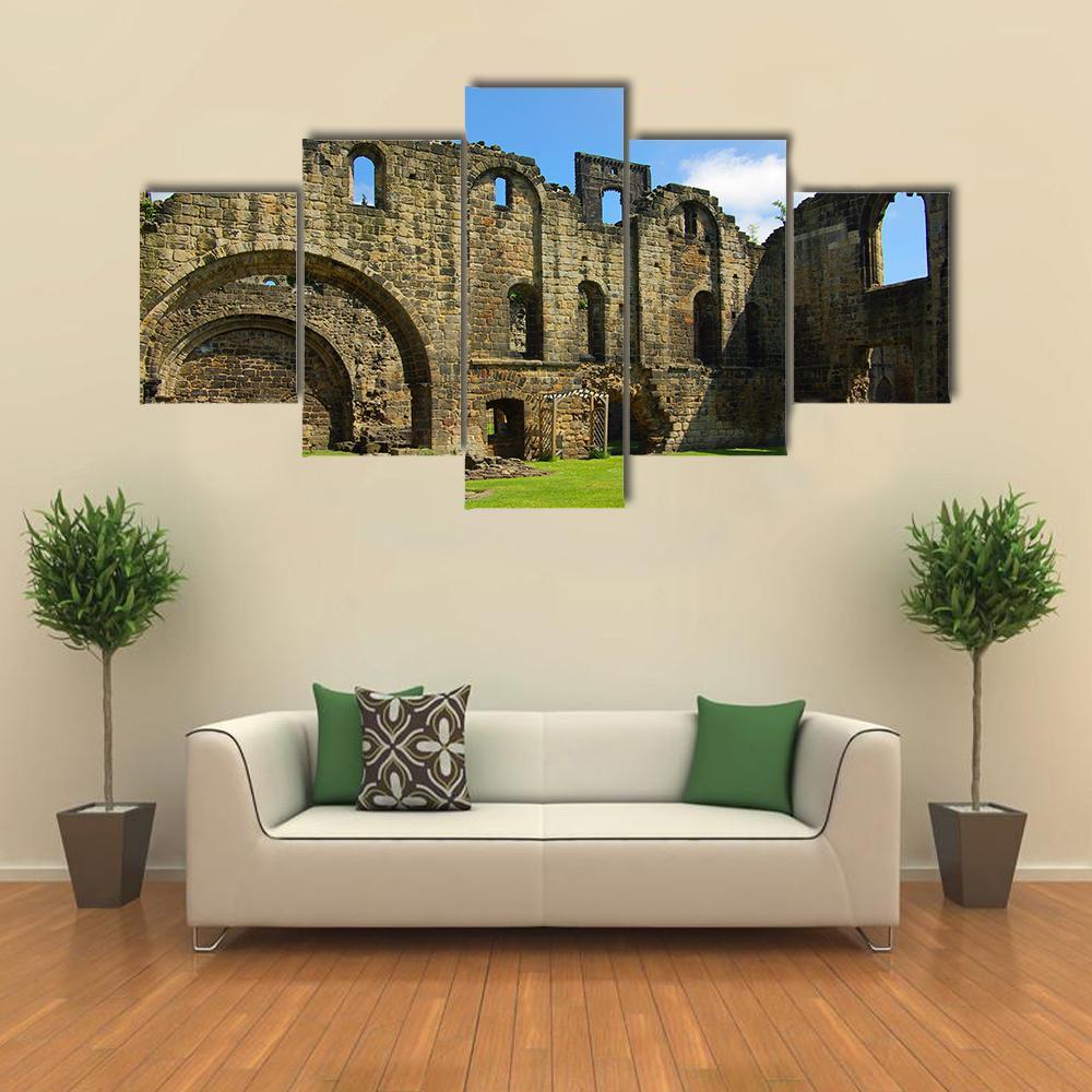 Kirkstall Abbey Canvas Wall Art-5 Star-Gallery Wrap-62" x 32"-Tiaracle
