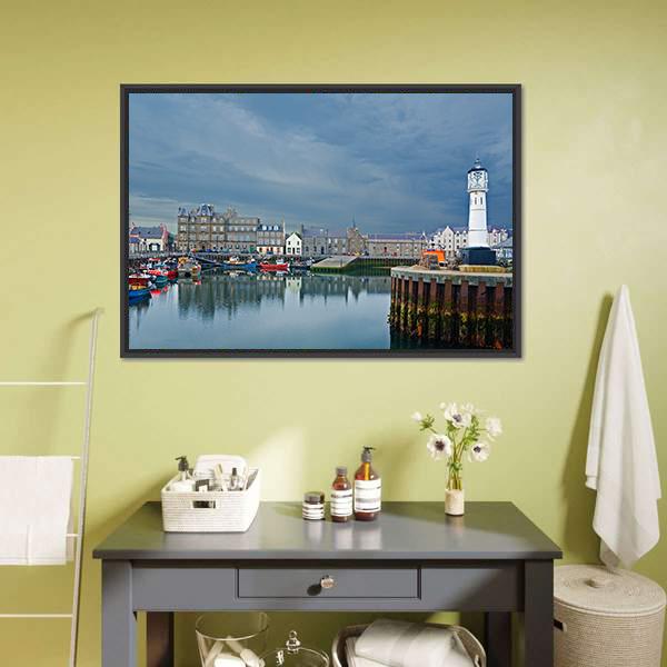 Kirkwall Harbour Scotland Canvas Wall Art-1 Piece-Floating Frame-24" x 16"-Tiaracle