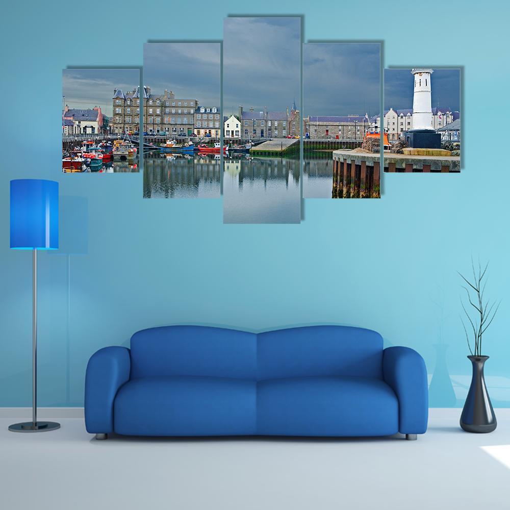 Kirkwall Harbour Scotland Canvas Wall Art-5 Star-Gallery Wrap-62" x 32"-Tiaracle