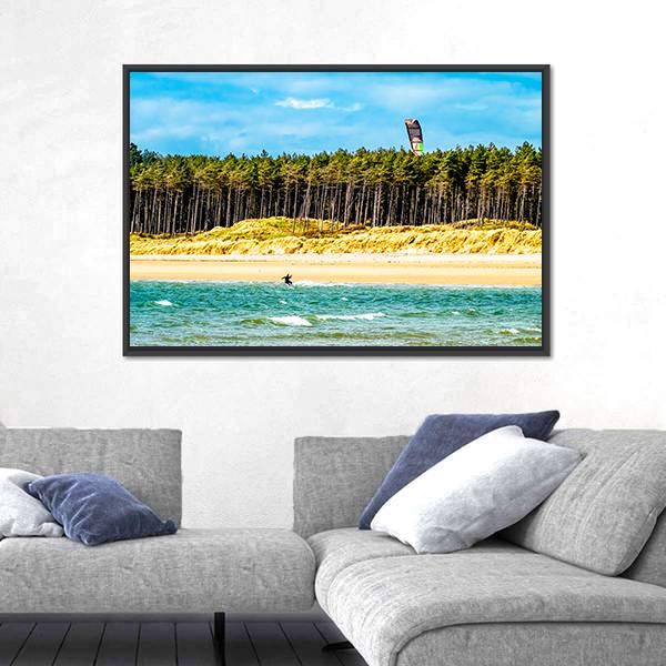 Kite Flyer Surfing Canvas Wall Art-5 Horizontal-Gallery Wrap-22" x 12"-Tiaracle
