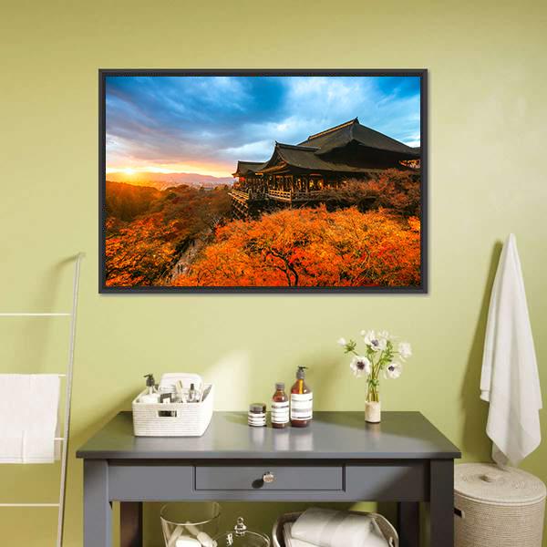 Kiyomizu Dera Temple Canvas Wall Art-1 Piece-Floating Frame-24" x 16"-Tiaracle