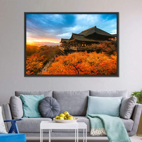 Kiyomizu Dera Temple Canvas Wall Art-3 Horizontal-Gallery Wrap-25" x 16"-Tiaracle