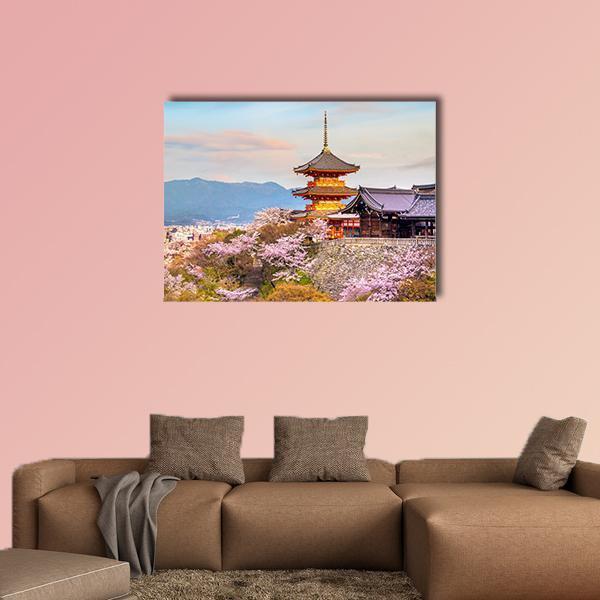 Kiyomizu Dera Temple Japan Canvas Wall Art-1 Piece-Gallery Wrap-48" x 32"-Tiaracle
