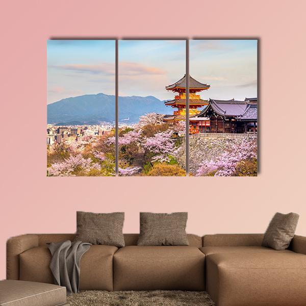 Kiyomizu Dera Temple Japan Canvas Wall Art-3 Horizontal-Gallery Wrap-37" x 24"-Tiaracle