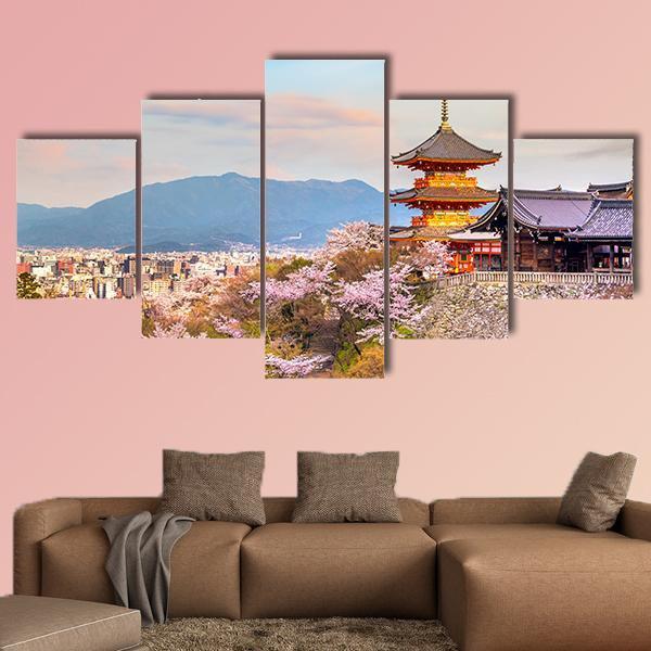 Kiyomizu Dera Temple Japan Canvas Wall Art-5 Star-Gallery Wrap-62" x 32"-Tiaracle