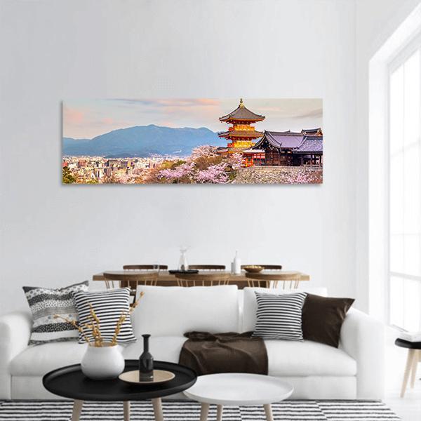 Kiyomizu Dera Temple Japan Panoramic Canvas Wall Art-3 Piece-25" x 08"-Tiaracle