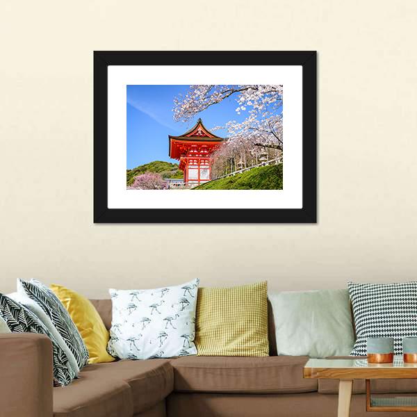Kiyomizu Dera Temple In Spring Canvas Wall Art-3 Horizontal-Gallery Wrap-25" x 16"-Tiaracle
