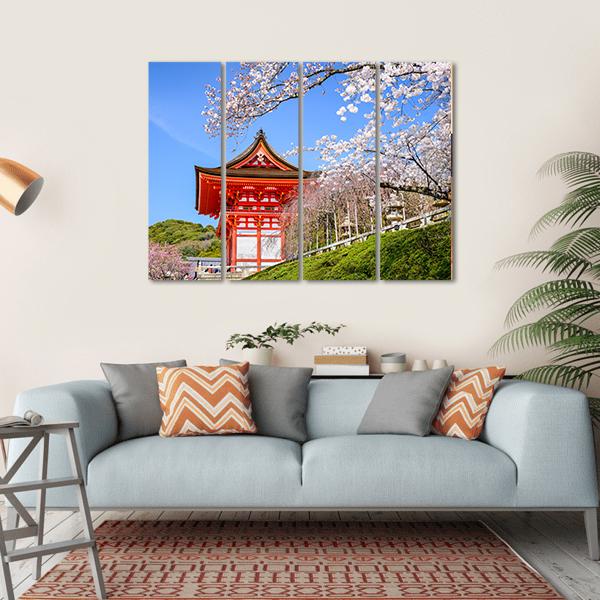 Kiyomizu Dera Temple In Spring Canvas Wall Art-4 Horizontal-Gallery Wrap-34" x 24"-Tiaracle