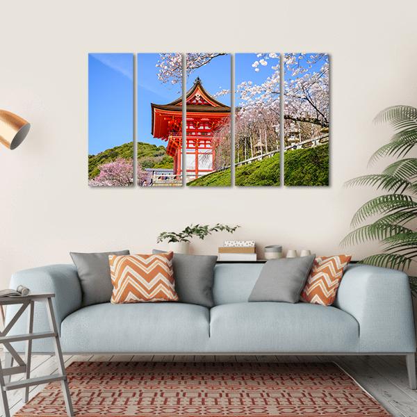 Kiyomizu Dera Temple In Spring Canvas Wall Art-5 Horizontal-Gallery Wrap-22" x 12"-Tiaracle