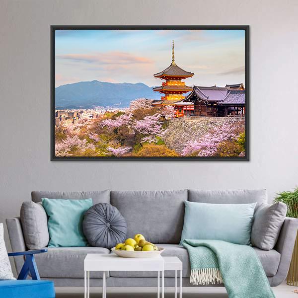 Kiyomizu Dera Temple Japan Canvas Wall Art-3 Horizontal-Gallery Wrap-25" x 16"-Tiaracle