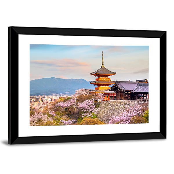 Kiyomizu Dera Temple Japan Canvas Wall Art-3 Horizontal-Gallery Wrap-25" x 16"-Tiaracle