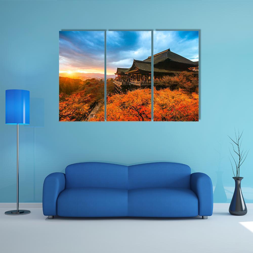 Kiyomizu Dera Temple Canvas Wall Art-3 Horizontal-Gallery Wrap-37" x 24"-Tiaracle