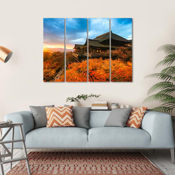 Kiyomizu Dera Temple Canvas Wall Art-4 Horizontal-Gallery Wrap-34" x 24"-Tiaracle