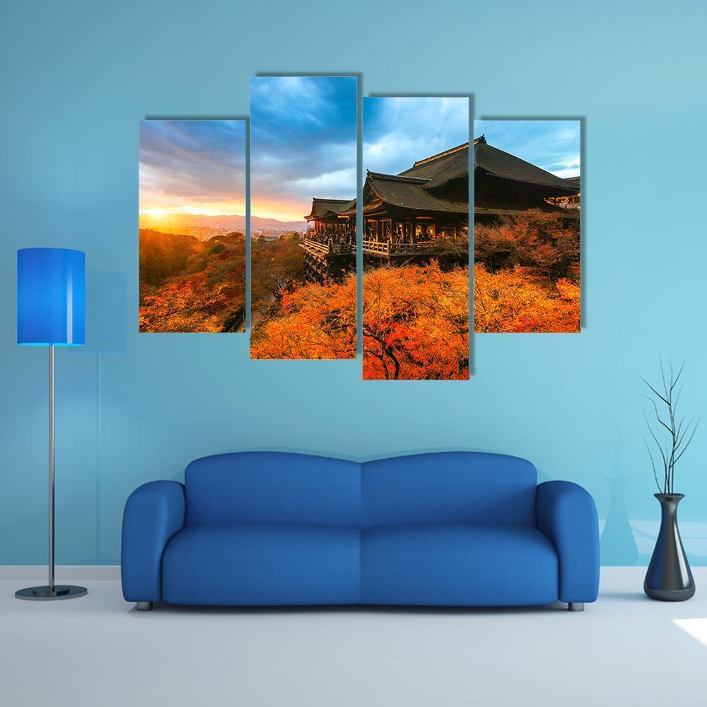 Kiyomizu Dera Temple Canvas Wall Art-4 Pop-Gallery Wrap-50" x 32"-Tiaracle