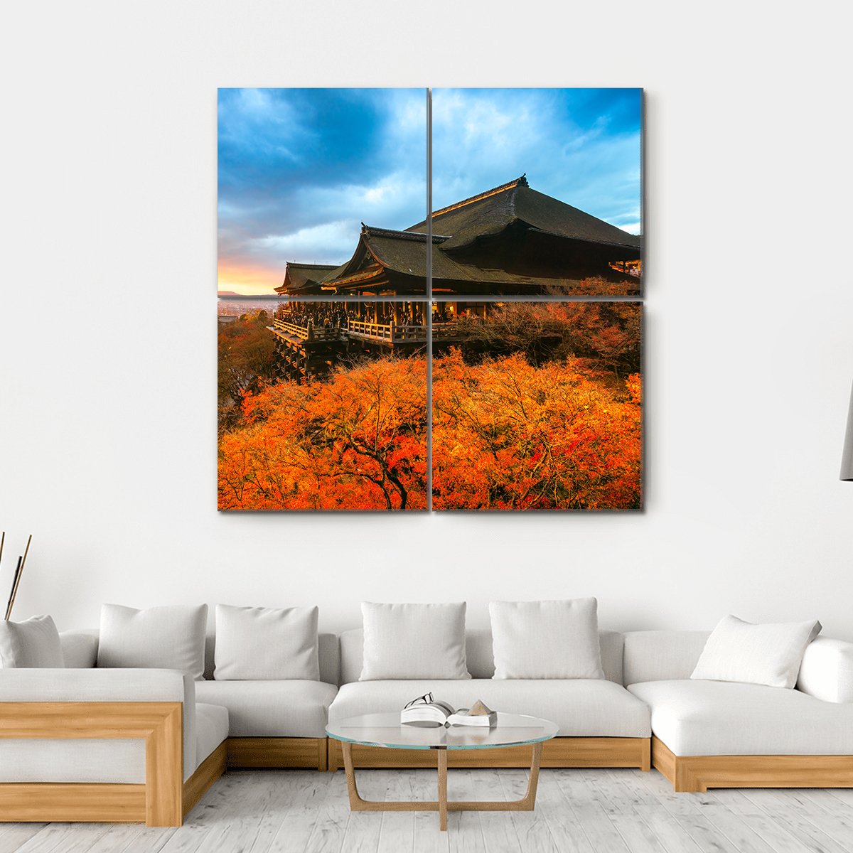 Kiyomizu Dera Temple Canvas Wall Art-4 Square-Gallery Wrap-17" x 17"-Tiaracle