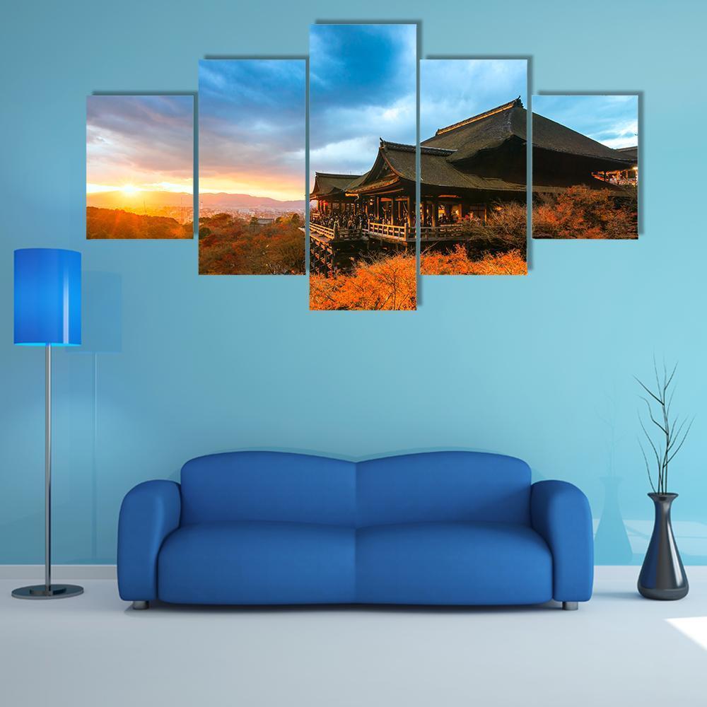 Kiyomizu Dera Temple Canvas Wall Art-5 Pop-Gallery Wrap-47" x 32"-Tiaracle
