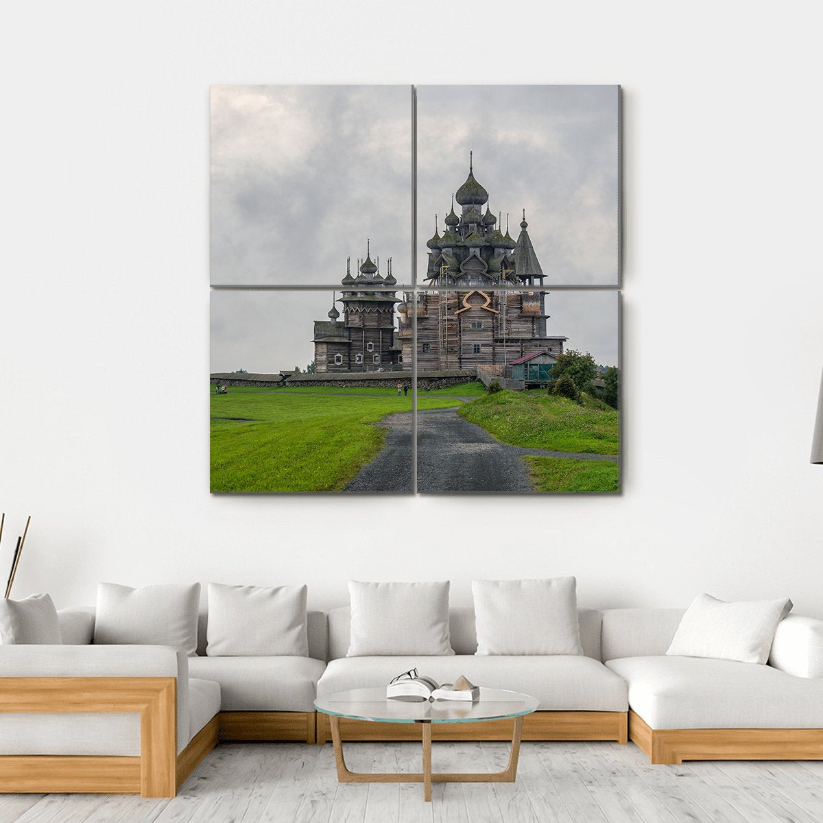 Kizhi Pogost In Russia Canvas Wall Art-4 Square-Gallery Wrap-17" x 17"-Tiaracle