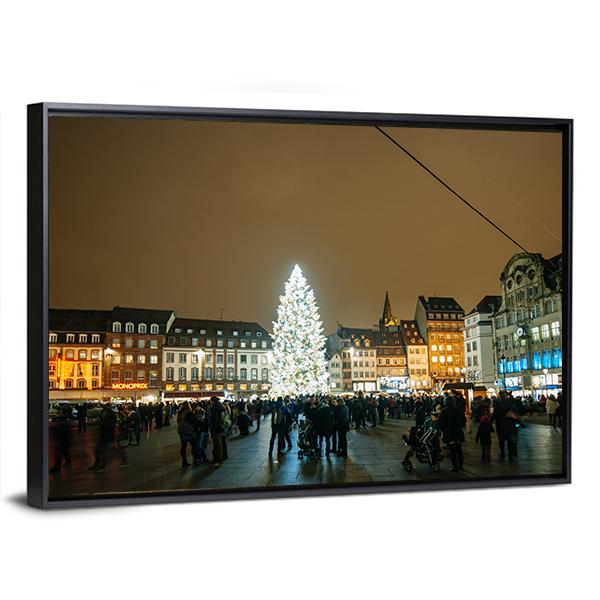 Kleber Strasbourg At Christmas Canvas Wall Art-3 Horizontal-Gallery Wrap-25" x 16"-Tiaracle