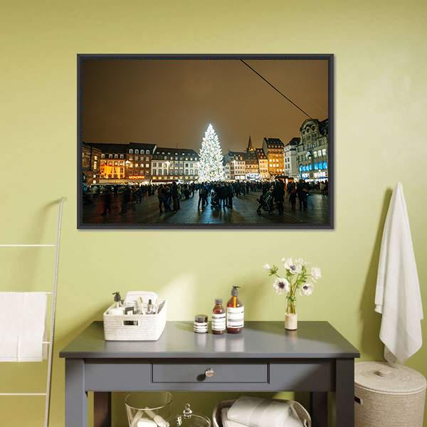 Kleber Strasbourg At Christmas Canvas Wall Art-1 Piece-Floating Frame-24" x 16"-Tiaracle