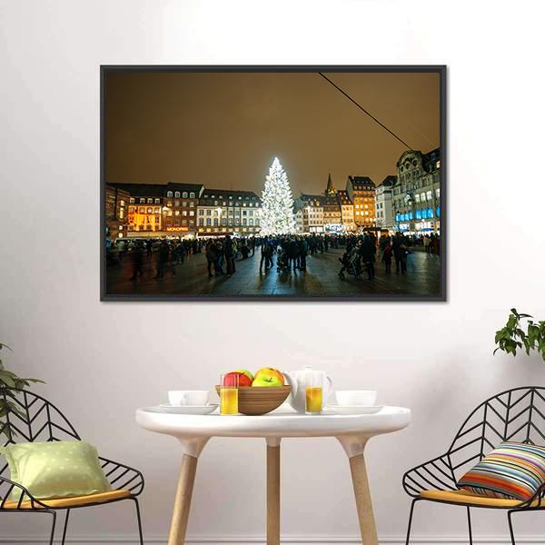Kleber Strasbourg At Christmas Canvas Wall Art-3 Horizontal-Gallery Wrap-25" x 16"-Tiaracle