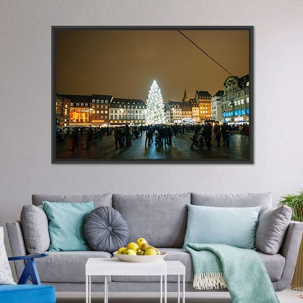 Kleber Strasbourg At Christmas Canvas Wall Art-3 Horizontal-Gallery Wrap-25" x 16"-Tiaracle