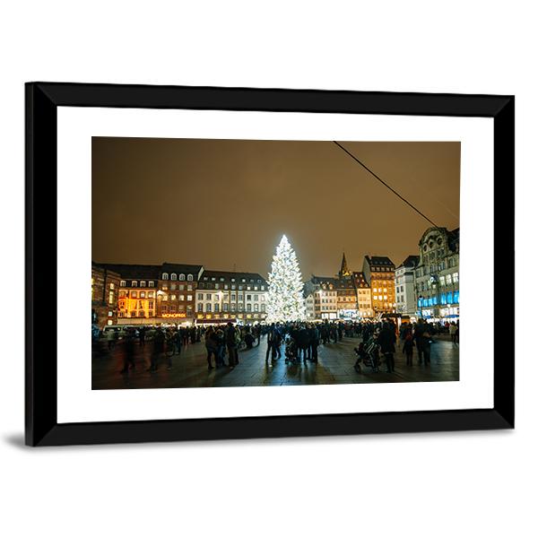 Kleber Strasbourg At Christmas Canvas Wall Art-3 Horizontal-Gallery Wrap-25" x 16"-Tiaracle