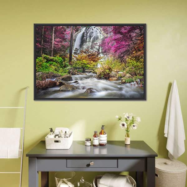 Klonglan Waterfall Thailand Canvas Wall Art-1 Piece-Floating Frame-24" x 16"-Tiaracle