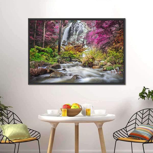 Klonglan Waterfall Thailand Canvas Wall Art-3 Horizontal-Gallery Wrap-25" x 16"-Tiaracle