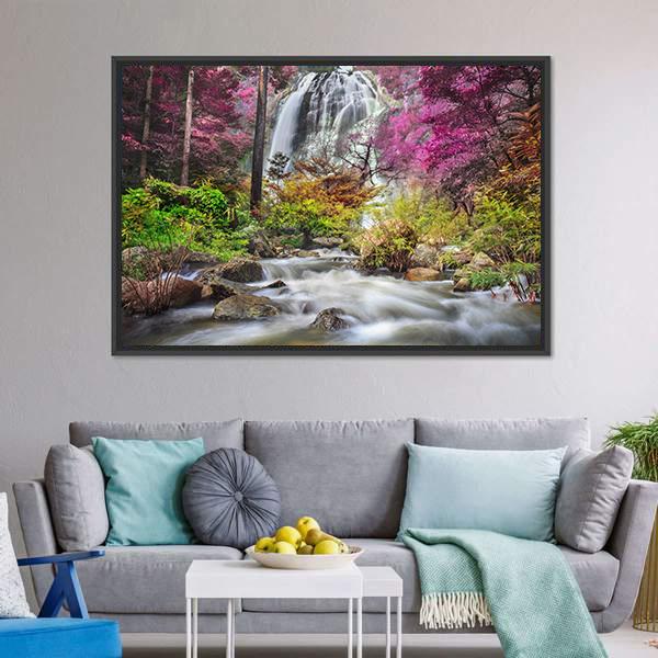 Klonglan Waterfall Thailand Canvas Wall Art-5 Horizontal-Gallery Wrap-22" x 12"-Tiaracle