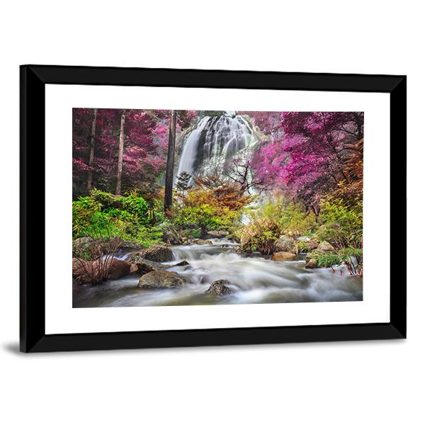 Klonglan Waterfall Thailand Canvas Wall Art-3 Horizontal-Gallery Wrap-25" x 16"-Tiaracle