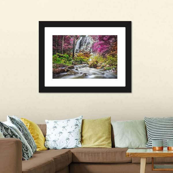 Klonglan Waterfall Thailand Canvas Wall Art-3 Horizontal-Gallery Wrap-25" x 16"-Tiaracle