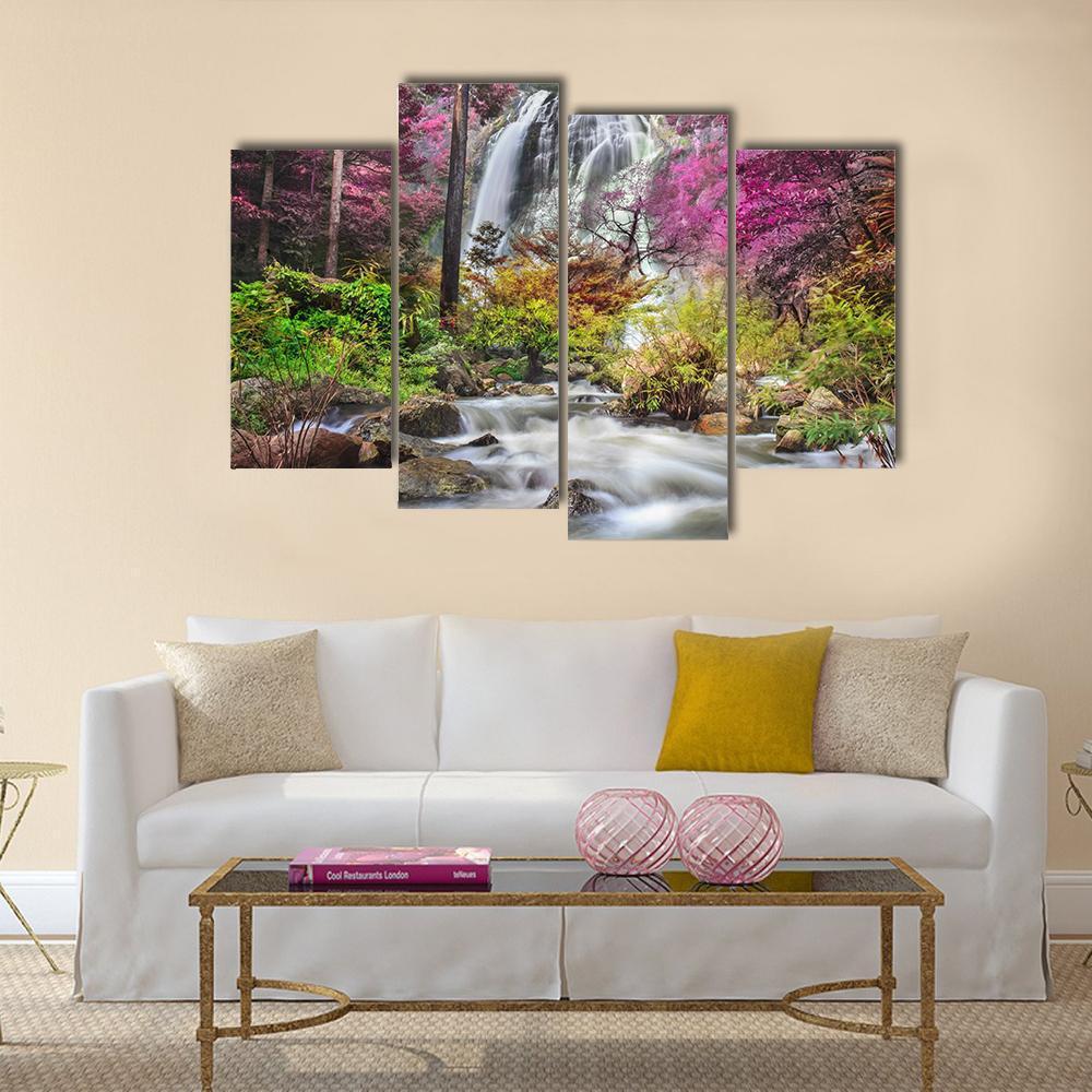 Klonglan Waterfall Thailand Canvas Wall Art-4 Pop-Gallery Wrap-50" x 32"-Tiaracle