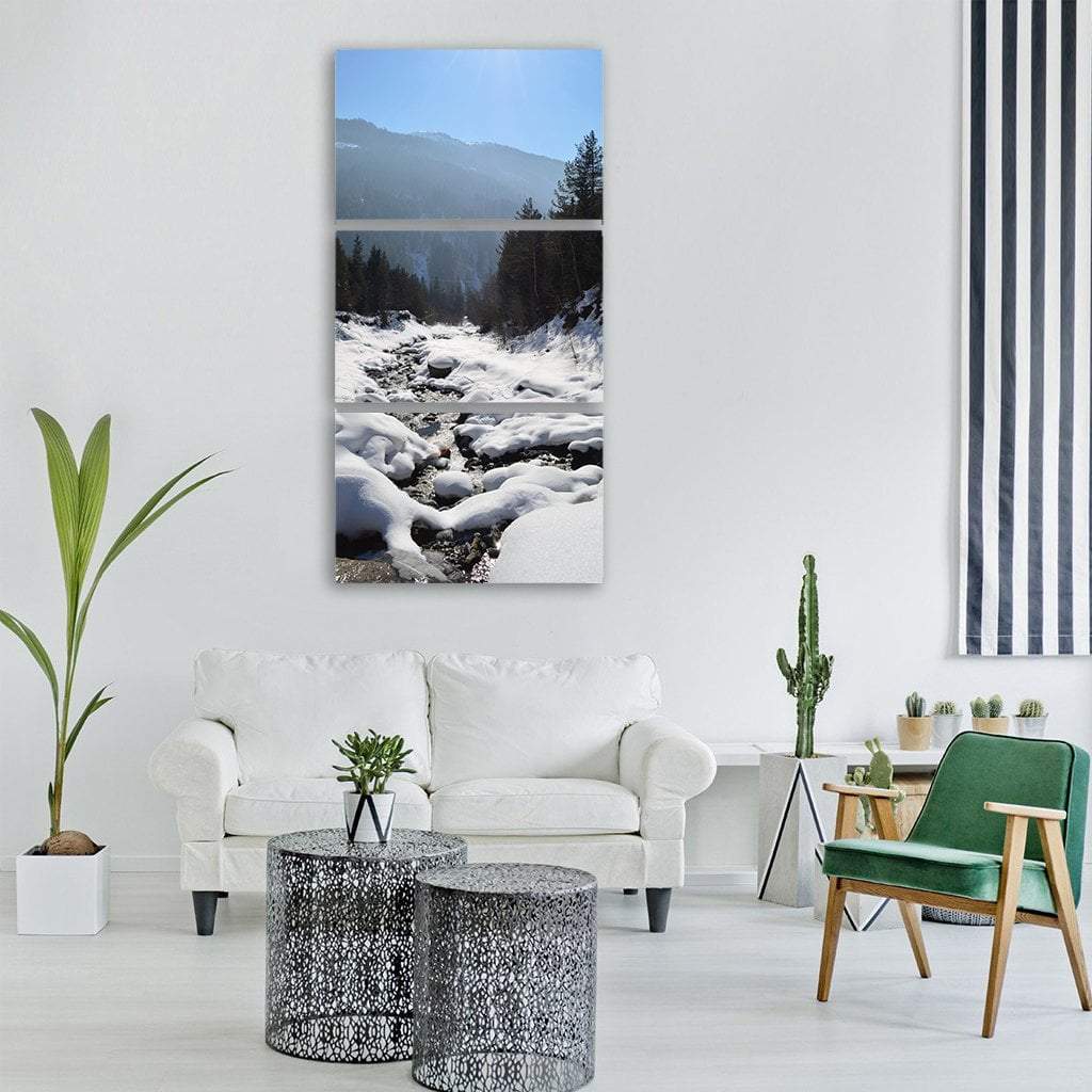Klostertal Valley In Winter Vertical Canvas Wall Art-3 Vertical-Gallery Wrap-12" x 25"-Tiaracle